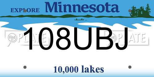 108UBJ Minnesota License Plate