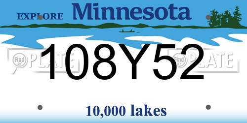 108Y52 Minnesota License Plate
