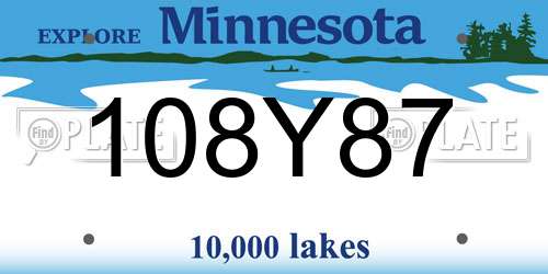 108Y87 Minnesota License Plate