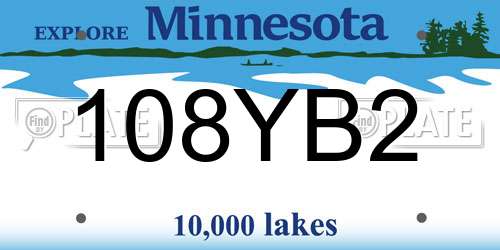 108YB2 Minnesota License Plate