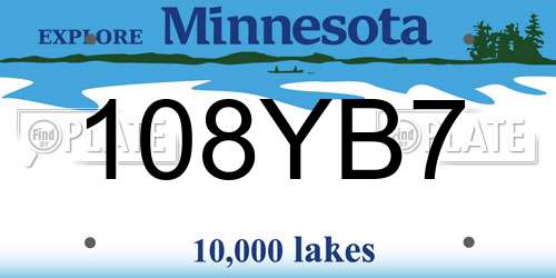 108YB7 Minnesota License Plate