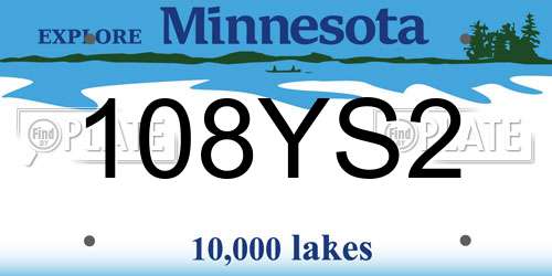 108YS2 Minnesota License Plate