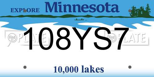 108YS7 Minnesota License Plate