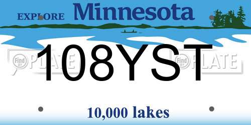108YST Minnesota License Plate
