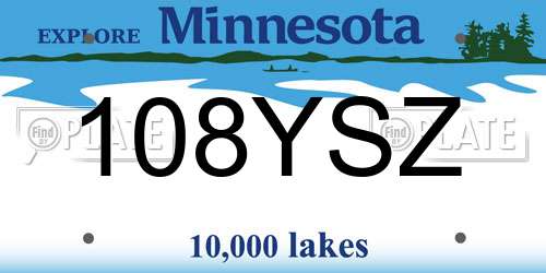 108YSZ Minnesota License Plate