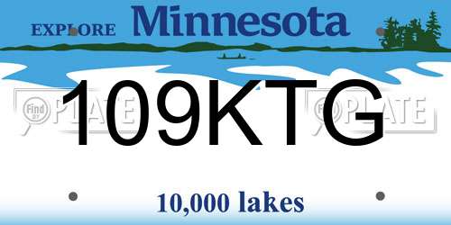 109KTG Minnesota License Plate