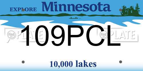 109PCL Minnesota License Plate