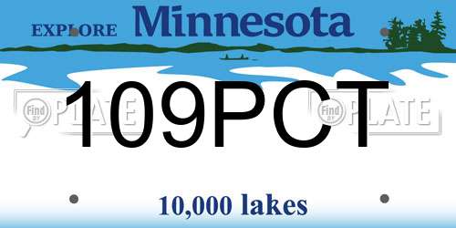 109PCT Minnesota License Plate