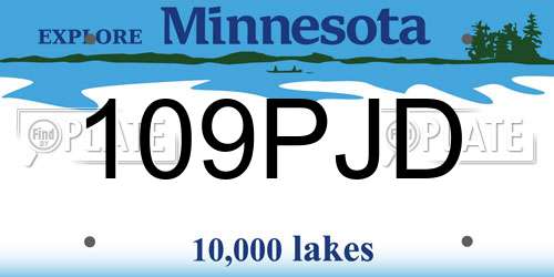 109PJD Minnesota License Plate