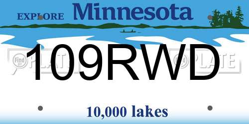 109RWD Minnesota License Plate