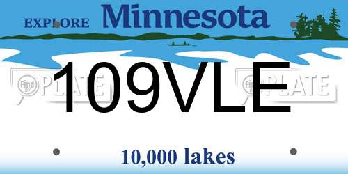 109VLE Minnesota License Plate