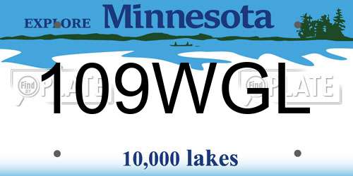 109WGL Minnesota License Plate