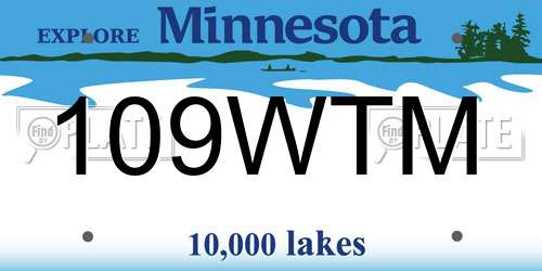109WTM Minnesota License Plate