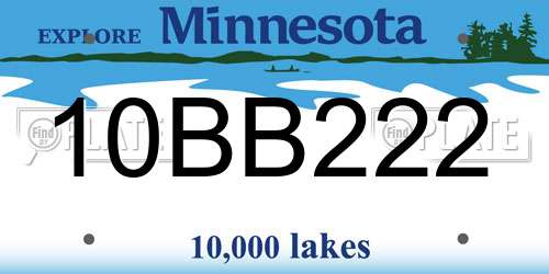 10BB222 Minnesota License Plate