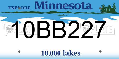 10BB227 Minnesota License Plate