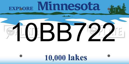 10BB722 Minnesota License Plate
