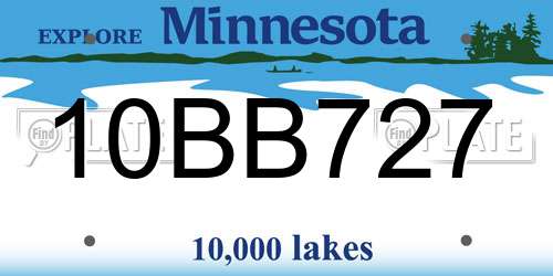 10BB727 Minnesota License Plate