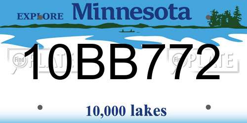 10BB772 Minnesota License Plate
