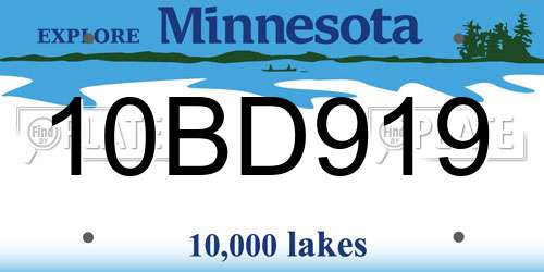 10BD919 Minnesota License Plate