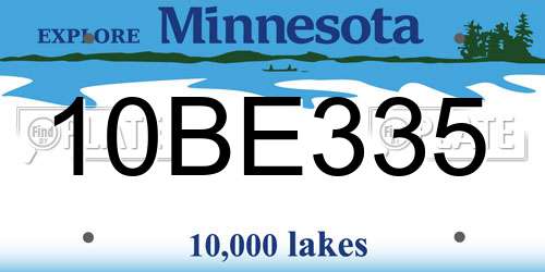 10BE335 Minnesota License Plate