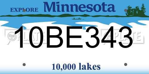 10BE343 Minnesota License Plate