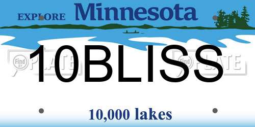 10BLISS Minnesota License Plate