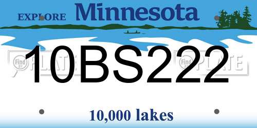 10BS222 Minnesota License Plate