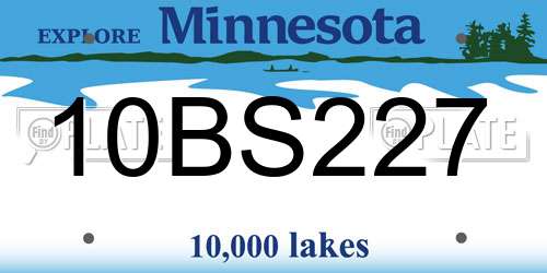 10BS227 Minnesota License Plate