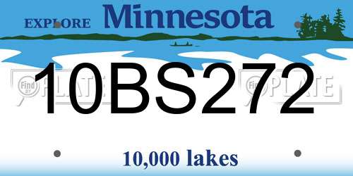10BS272 Minnesota License Plate