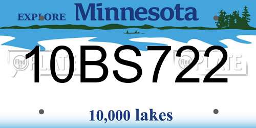 10BS722 Minnesota License Plate