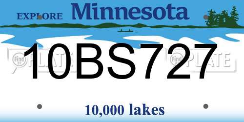 10BS727 Minnesota License Plate