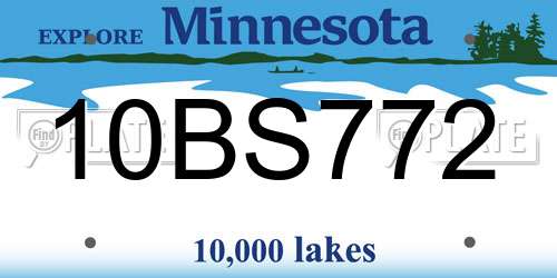 10BS772 Minnesota License Plate