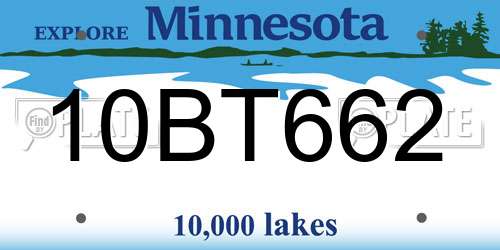 10BT662 Minnesota License Plate