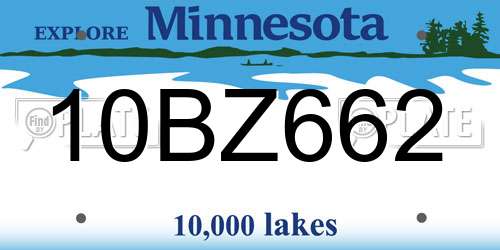 10BZ662 Minnesota License Plate
