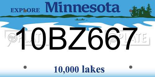 10BZ667 Minnesota License Plate