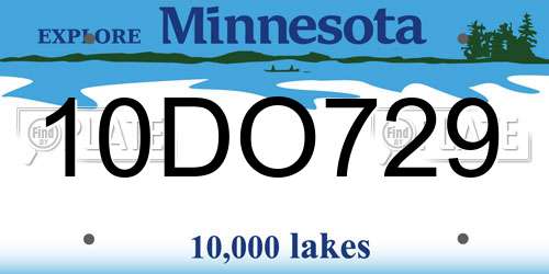 10DO729 Minnesota License Plate
