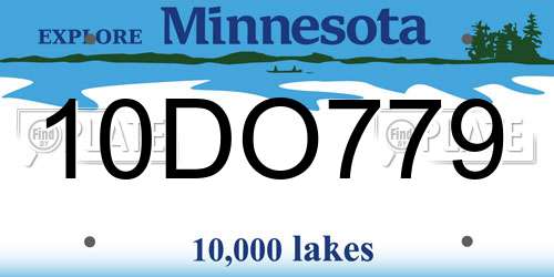 10DO779 Minnesota License Plate