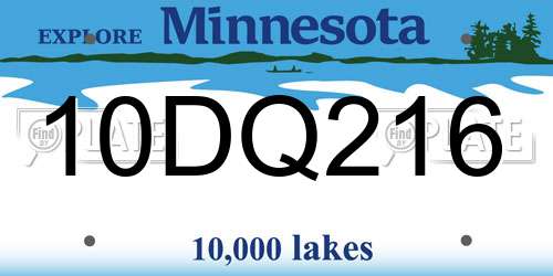 10DQ216 Minnesota License Plate