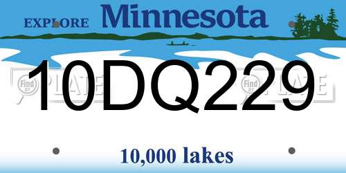 10DQ229 Minnesota License Plate