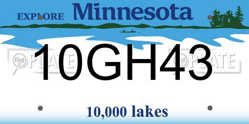 10GH43 Minnesota License Plate