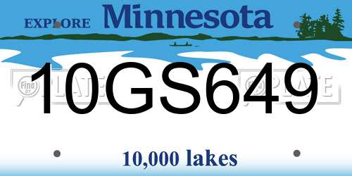 10GS649 Minnesota License Plate