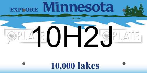 10H2J Minnesota License Plate