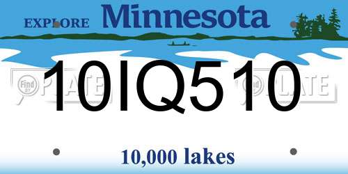 10IQ510 Minnesota License Plate