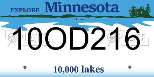 10OD216 Minnesota License Plate