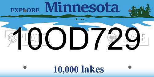 10OD729 Minnesota License Plate