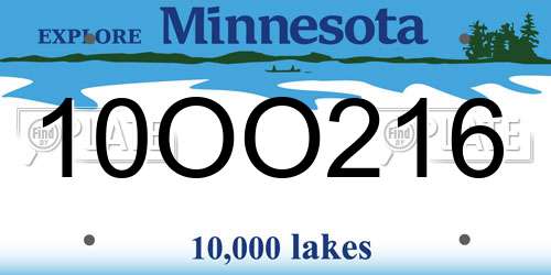 10OO216 Minnesota License Plate