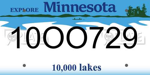 10OO729 Minnesota License Plate