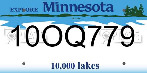 10OQ779 Minnesota License Plate