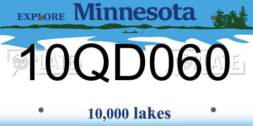 10QD060 Minnesota License Plate
