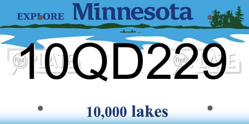10QD229 Minnesota License Plate